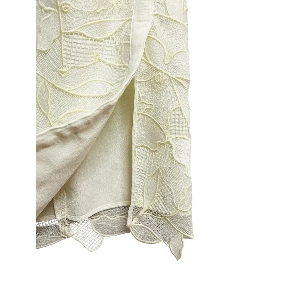 Grey Jason Wu Skirt Womens 2 Ivory White‎ Lace Pencil Midi Lined Floral Elegant